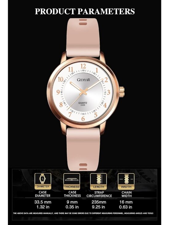 Women\'s Pink Analog Waterproof Rose Gold Nurse Medical Professional Wrist Watch